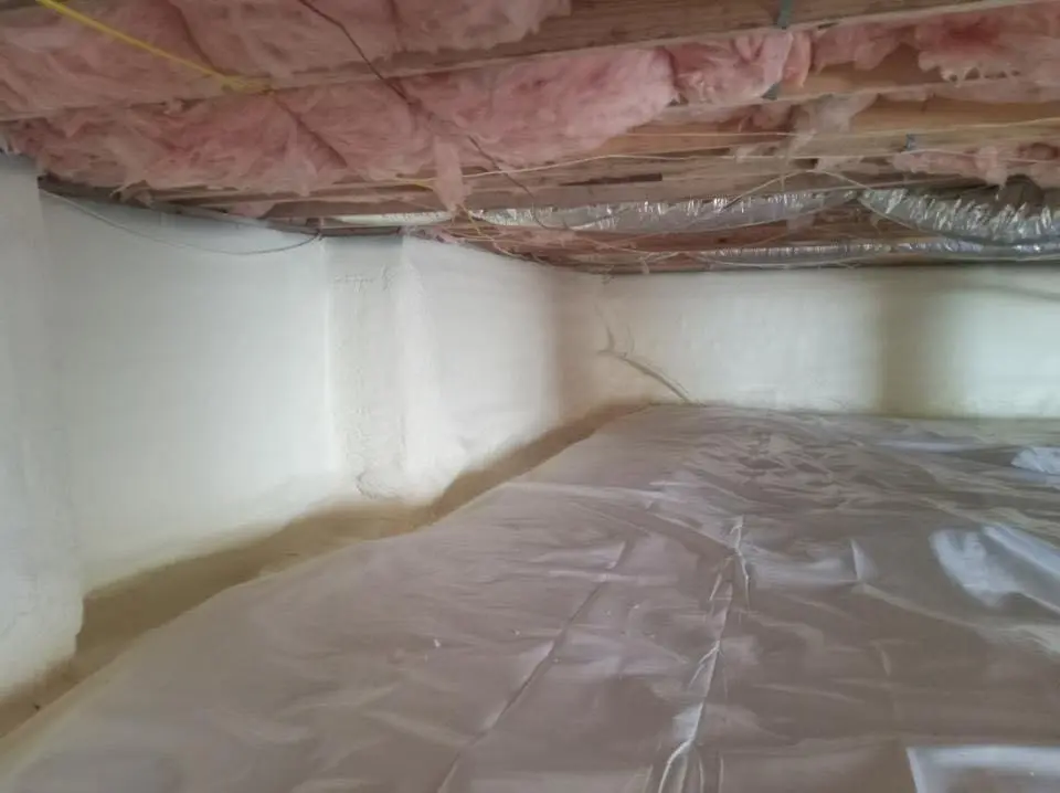 Crawl space encapsulation with closed-cell spray foam for Metal Roof Coating in Bedford